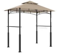 Outsunny Tonnelle de Barbecue à Deux Niveaux, auvent de réception pour Jardin, avec lumière LED, Crochet au Plafond 2 étagères latérales 240 x 150 x 250 cm Kaki