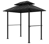 Outsunny Tonnelle de barbecue abri barbecue à double-toit rigide avec 2 étagères et crochet supérieur, 244x184x258cm, noir