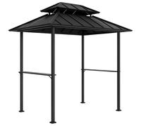 Outsunny Tonnelle de Barbecue Abri Double-Toit Rigide 244x184x258cm Noir
