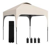Outsunny Tonnelle de Jardin 2,5 x 2,5 m Barnum Pliant Pop-up Hauteur réglable sur 4 Niveaux Tissu Oxford Anti UV50+ châssis Acier Sac de Transport fourni Beige