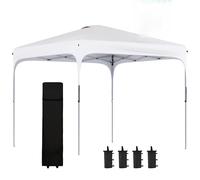 Outsunny Tonnelle de Jardin 2,5 x 2,5 m Barnum Pliant Pop-up Hauteur réglable sur 4 Niveaux Tissu Oxford Anti UV50+ châssis Acier Sac de Transport fourni Blanc