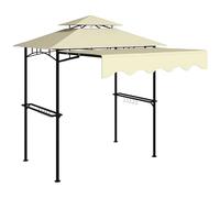 Outsunny Tonnelle de jardin 242 x 149 x 248 cm imperméable ignifuge avec toit double couche, étagères latérales, UV 30 +, tonnelle de jardin, tente de jardin pour jardin, pique-nique, barbecue, beige