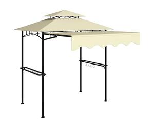 Outsunny Tonnelle de jardin 242 x 149 x 248 cm imperméable ignifuge avec toit double couche, étagères latérales, UV 30 +, tonnelle de jardin, tente de jardin pour jardin, pique-nique, barbecue, beige