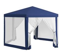 Outsunny Tonnelle de Jardin 3 x 3,4 m Hexagonal, Tente de réception avec parois latérales en Maille, 2 Portes, pavillon de Jardin pour Camping, Festival, Plage, Bleu