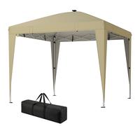 Outsunny Tonnelle de jardin 3 x 3 m avec éclairage pop up tente pliante réglable en hauteur télécommande sac de transport crème