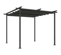 Outsunny Tonnelle de jardin, 3 x 3 m, en métal, avec toit réglable, protection UV 30+, protection solaire autonome pour terrasse et jardin, gris foncé