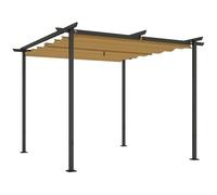 Outsunny Tonnelle de jardin, 3 x 3 m, en métal, avec toit réglable, protection UV 30+, protection solaire autonome pour terrasse et jardin, beige