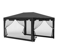 Outsunny Tonnelle de Jardin 3 x 4 m, Barnum Tente de réception avec parois latérales en Maille et 2 Portes, pour fêtes et Mariages, Gris foncé