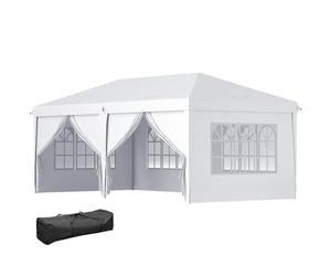 Outsunny Tonnelle de Jardin 3x6m Barnum Pliant Côtés Amovibles Blanc