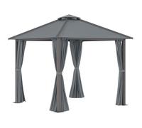 Outsunny - Tonnelle de jardin - Aluminium - 296x296x280cm - Gris foncé