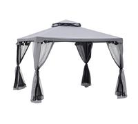Outsunny Tonnelle de Jardin Barnum Double Toit Imperméable 3 x 3 Gris Clair
