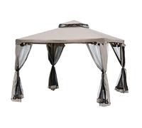 Outsunny Tonnelle de Jardin Barnum pavillon de Jardin 3 x 3 Double Toit avec moustiquaires Amovibles imperméable Gris