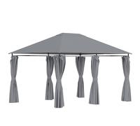 Outsunny Tonnelle de Jardin Barnum pavillon Style Colonial Double-Toit Toiles latérales Amovibles 4L x 3l x 2,72H m Gris