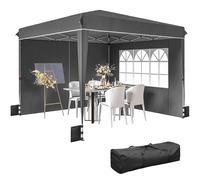 Outsunny Tonnelle de jardin exterieur 3x3m, tonnelle pliante avec parois latérales, protection UV 50+, sac de transport, gris