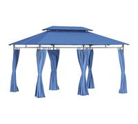 Tonnelle de jardin - Outsunny - 3 x 4 m - avec 6 rideaux amovibles - à double toit - pour patio, terrasse, festival - bleu foncé