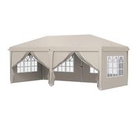 Outsunny Tonnelle de jardin exterieur 6x3m tonnelle pliante avec Parois Anti UV Hauteur Réglable avec Sac de Transport beige