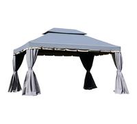 Outsunny Tonnelle de Jardin Extérieur Barnum Toit Double 4x3m Gris