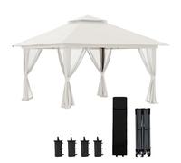Outsunny Tonnelle de Jardin Extérieur Pop-Up Double Toit 4x4m Blanc