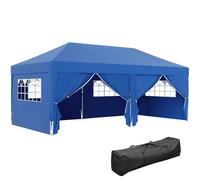 Outsunny Tonnelle de Jardin Exterieur tonnelle Pliante 3 x 6 m Pop-up avec 6 parois latérales, Trous de Drainage, Sac de Transport Inclus, Barnum Pliant pour Camping Festival Mariage, Bleu