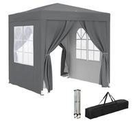 Outsunny Tonnelle de Jardin Extérieure 2 x 2 m Pliante Pop-Up Gris | Réglable en Hauteur, Protection UV, Cadre en Acier, 4 Côtés Amovibles, pour Camping Festival Plage, Sac de Transport