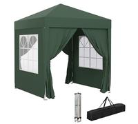 Outsunny Tonnelle de Jardin extérieure 2 x 2 m, tonnelle Pliante Pop-up, réglable en Hauteur, Protection UV, 4 côtés Amovibles, pour Camping, Festival, Plage, Sac de Transport, Vert foncé