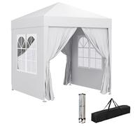 Outsunny Tonnelle de Jardin Tente Pliante Barnum Pop-up 2 x 2 m 4 parois latérales Amovibles 2 fenêtres Sac de Transport Blanc