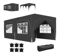 Outsunny Tonnelle de jardin extérieure 3 x 6 m, tonnelle pliante pop up, hauteur réglable, sac de transport et sacs de sable, protection UPF50+, barnum pliant pour camping, festival, patio, gris foncé