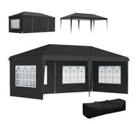 Outsunny Tonnelle de Jardin extérieure Pop-up Pliante - Tente de réception - 3 x 6 m - pavillon chapiteau Barnum - 3 cotés démontables - piquets d'ancrage au Sol + Sac de Transport Inclus Noir