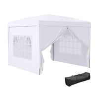Outsunny Tonnelle de Jardin extérieure Tente de réception Barnum Pop-up Pliant 3 x 3 m 4 parois Amovibles + Sac de Transport Blanc