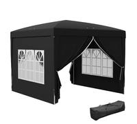 Outsunny Tonnelle de Jardin extérieure Tente de réception Barnum Pop-up Pliant 3 x 3 m 4 parois Amovibles + Sac de Transport Noir