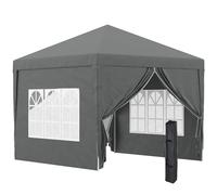 Outsunny Tonnelle de Jardin extérieure Tente de réception Barnum Pop-up Pliant 3 x 3 m 4 parois Amovibles + Sac de Transport Gris