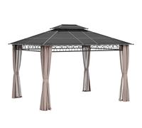 Outsunny Tonnelle de Jardin pavillon de Jardin 3,6 x 3 m avec Toit Polycarbonate 4 parois latérales Anti-UV moustiquaires