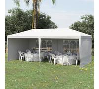 Outsunny Tonnelle de Jardin Pliable pour Fêtes et Événements avec Panneaux Amovibles, 5,83x2,95 m, Blanc