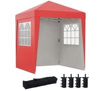Outsunny Tonnelle barnum de jardin pop-up pliant réglable en hauteur protection UV 30+ 3 parois latérales rouge | Aosom France