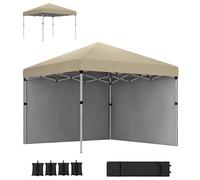 Outsunny Tonnelle de Jardin Pop-up Pliant Barnum réglable en Hauteur Protection UV 30+ 2 parois latérales - Sac de Transport Inclus - pour fête, événement Plein air - 297 x 297 x 288 cm Beige