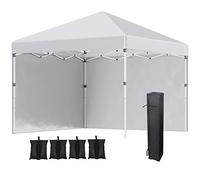 Outsunny Tonnelle de Jardin Pop-up Pliant Barnum réglable en Hauteur Protection UV 30+ 2 parois latérales - Sac de Transport Inclus - pour fête, événement Plein air - 297 x 297 x 288 cm Blanc