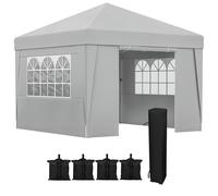 Tonnelle barnum pop-up pliant 2,98l x 2,98l x 2,75h m sacs de lestage et transport inclus gris