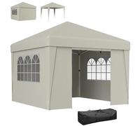 Outsunny Tonnelle de Jardin Pop-up Pliante tonnelle Barnum Tente de réception 3 x 3 m Anti-UV 30 + avec fenêtres parois latérales Sac de Transport Sacs de Sable crème