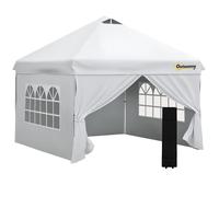 Tonnelle barnum pliant pop-up 3L x 3l x 2,84H m 4 parois latérales amovibles 2 fenêtres + sac de transport métal Oxford blanc Blanc G