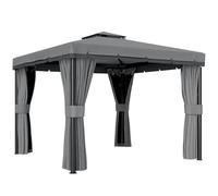 Outsunny Tonnelle d'environ 3 x 3 m - Imperméable et stable - Résistant à l'hiver - Avec double toit - Moustiquaire à fermeture éclair - Cadre en aluminium - Tente de réception - Tente de jardin