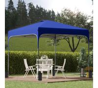 Outsunny Tonnelle Pliable 2.5x2.5 m avec Hauteur Réglable, Sacs de Sable et Sac à Roulettes, Bleu