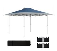 Outsunny Tonnelle pliable - Environ 4 x 4 m - Étanche - Résistante à l'hiver - Avec fonction de fermeture en une étape - UV 50+ - Réglable en hauteur - Pliable - Avec sac - Pour jardin, festival