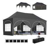 Outsunny Tonnelle Pliante 3x6m Imperméable Anti-UV 6 Parois 6 Sacs Gris