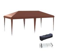 Outsunny Tonnelle Pliante 3x6m tonnelle de Jardin extérieur Barnum de Jardin Pop-up Pliant Sac Inclus Acier époxy Oxford Haute densité Marron