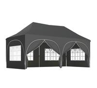 Outsunny Tonnelle pliante barnum imperméable anti-UV 6 parois latérales 6 sacs de sable 12 trous de drainage 3x6m gris