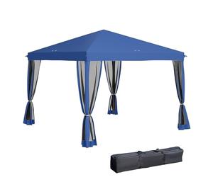 Outsunny Tonnelle Pop-up Barnum Pliant Style Colonial 3 x 3 m 4 moustiquaires + Sac de Transport Bleu