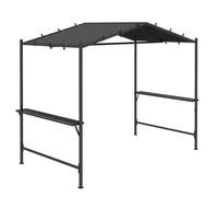 Outsunny Tonnelle pour barbecue, env. 3 x 1,5 m, auvent pour barbecue, résistant aux intempéries, avec 2 étagères latérales, pour jardin, balcon, acier, gris foncé