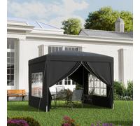 Outsunny Tonnelle tente de réception barnum pop-up pliant 3 x 3 m 4 parois amovibles + sac de transport noir