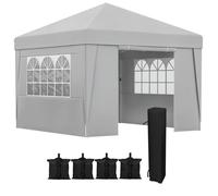 Tonnelle barnum pop-up pliant 2,98l x 2,98l x 2,75h m sacs de lestage et transport inclus gris