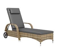 Outsunny Transat Bain de Soleil Grand Confort : Matelas, têtière, Inclinaison réglable Multipositions, accoudoirs, roulettes résine tressée Jaune